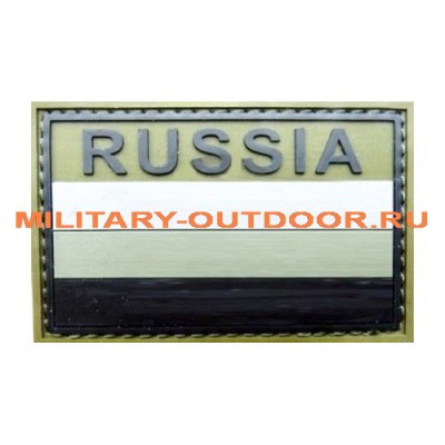 Патч Флаг России с надписью Russia защитный 80x53мм Olive PVC